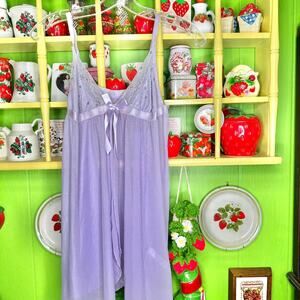 Lilac pastel cottagecore fairycore babydoll sheer mesh lingerie slip mini dress!